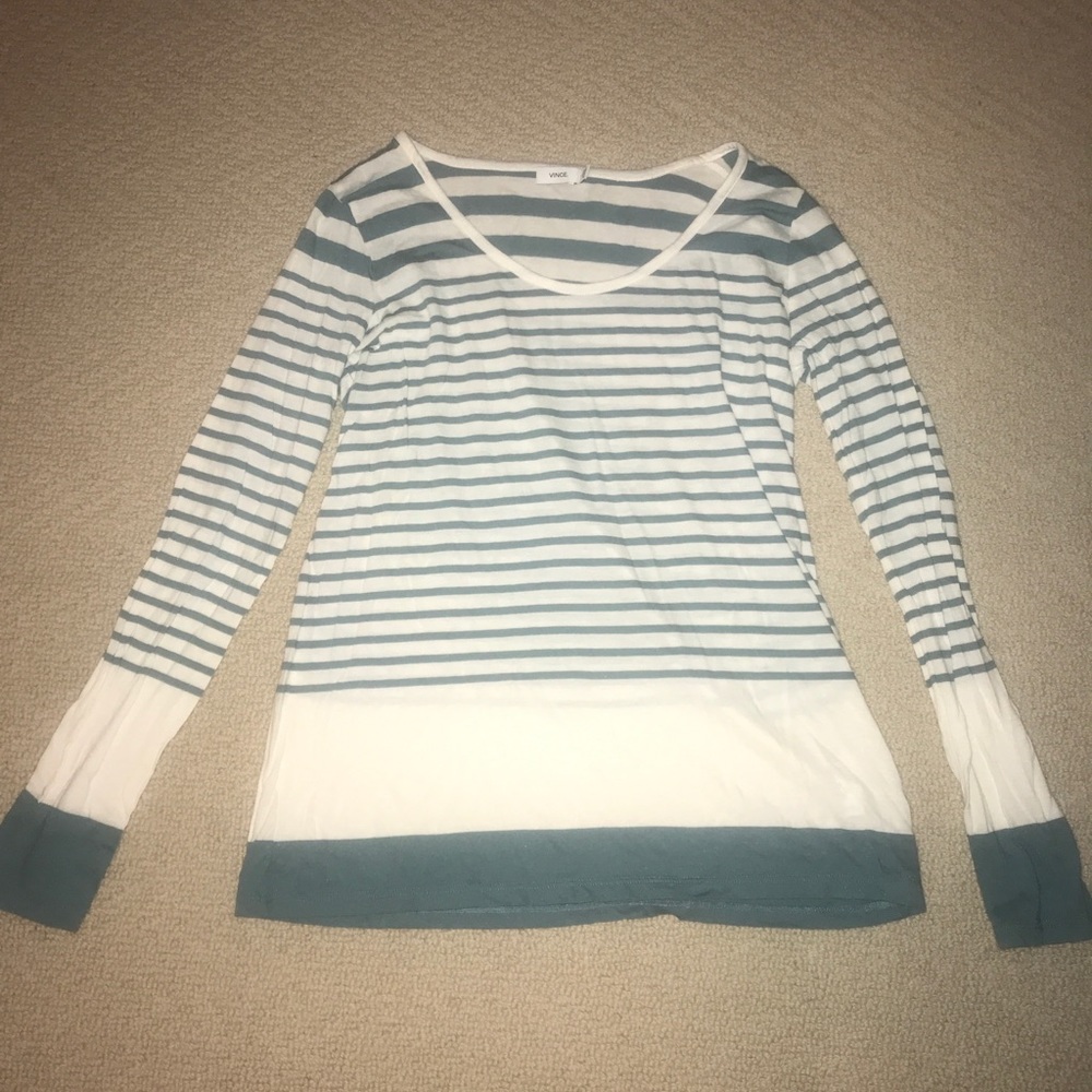 Womens Vince long sleeve striped top